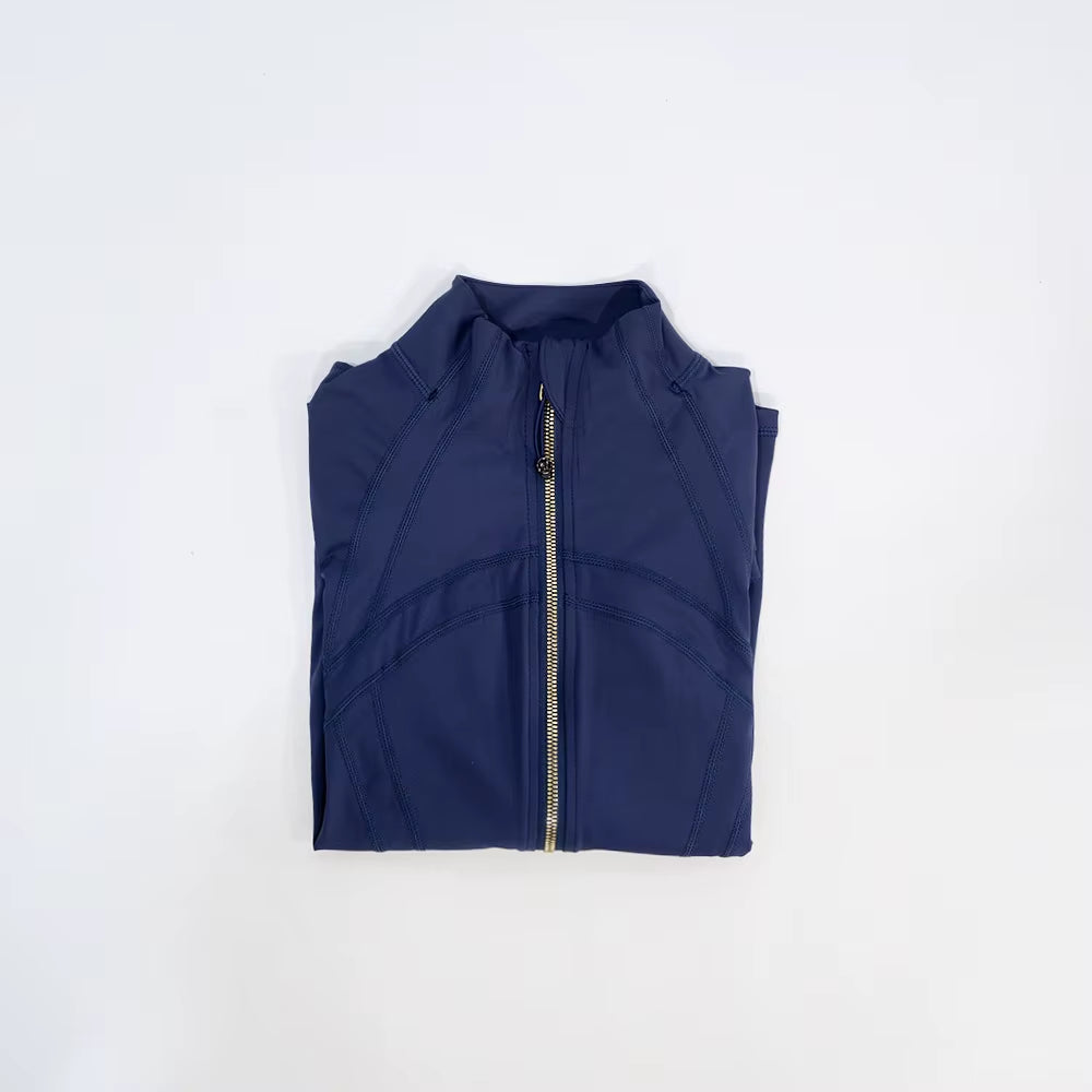 New Gold Zipper Slimming Jacket Yoga Stand up Collar Jacket Slim Fit Quick Drying Sports Thin Design Twilight Rose Gold Summer