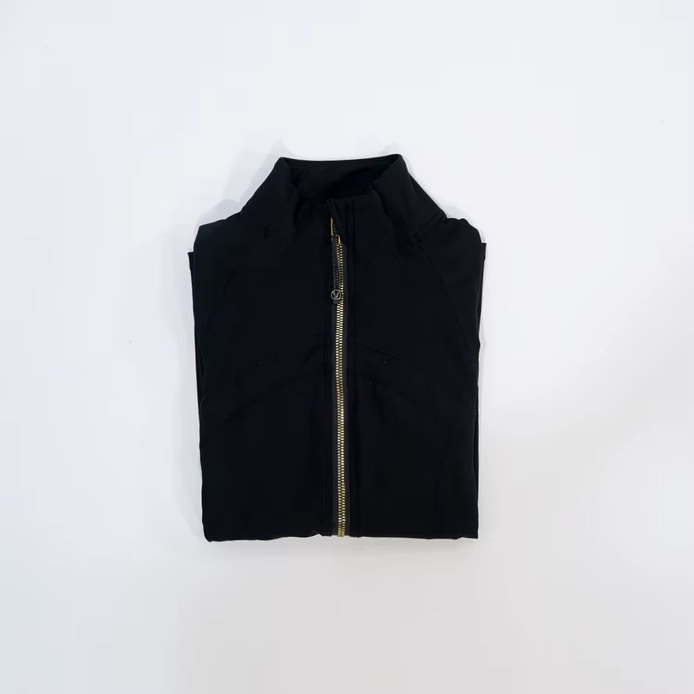 New Gold Zipper Slimming Jacket Yoga Stand up Collar Jacket Slim Fit Quick Drying Sports Thin Design Twilight Rose Gold Summer