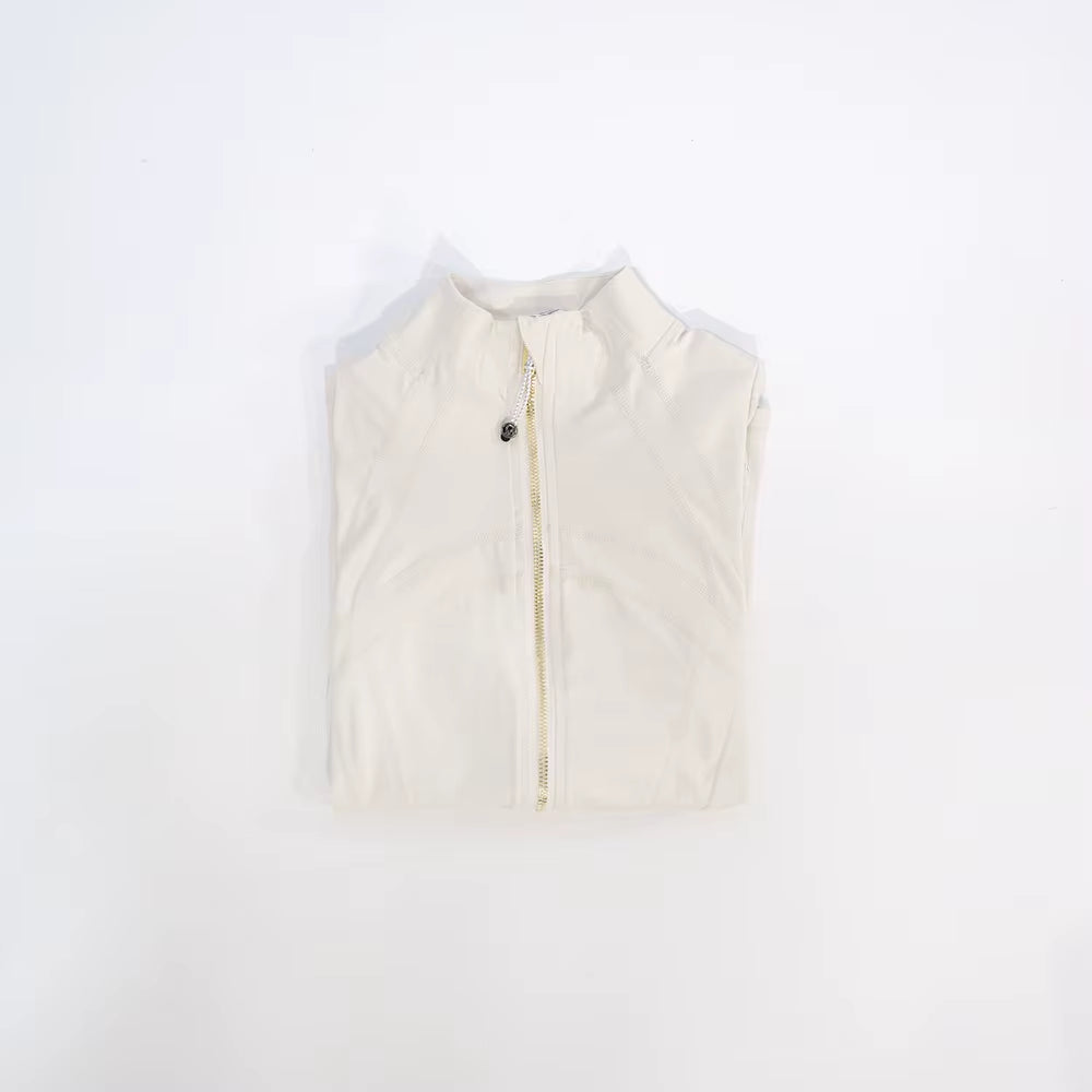 New Gold Zipper Slimming Jacket Yoga Stand up Collar Jacket Slim Fit Quick Drying Sports Thin Design Twilight Rose Gold Summer