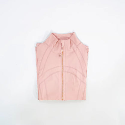 New Gold Zipper Slimming Jacket Yoga Stand up Collar Jacket Slim Fit Quick Drying Sports Thin Design Twilight Rose Gold Summer